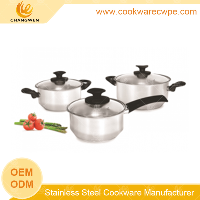 stock pot saucepan frying pan cookware set stainless steel China manufacture CW51015-06N01