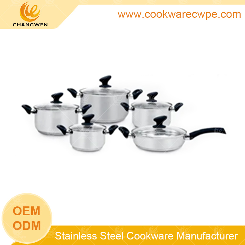 New arrivals wide edge stainless steel capsulated induction bottom cookware set  casserole saucepan