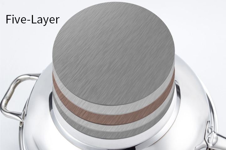five layers stainless steel cookware